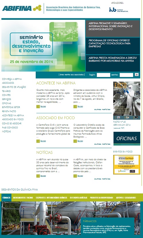 Novo site da ABIFINA traz facilidades para o associado