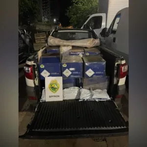 BPFRON apreende caminhonete carregada com quase meia tonelada de agrotóxicos contrabandeados